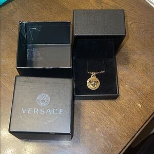 Versace Gold Medusa Pendant Necklace with Box